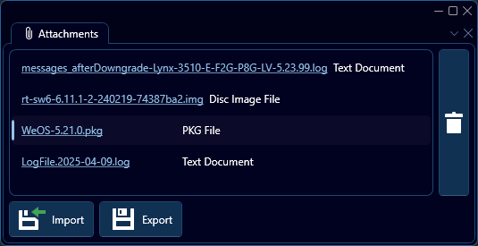 Depicted is an overview of the WeConfig attachments tab