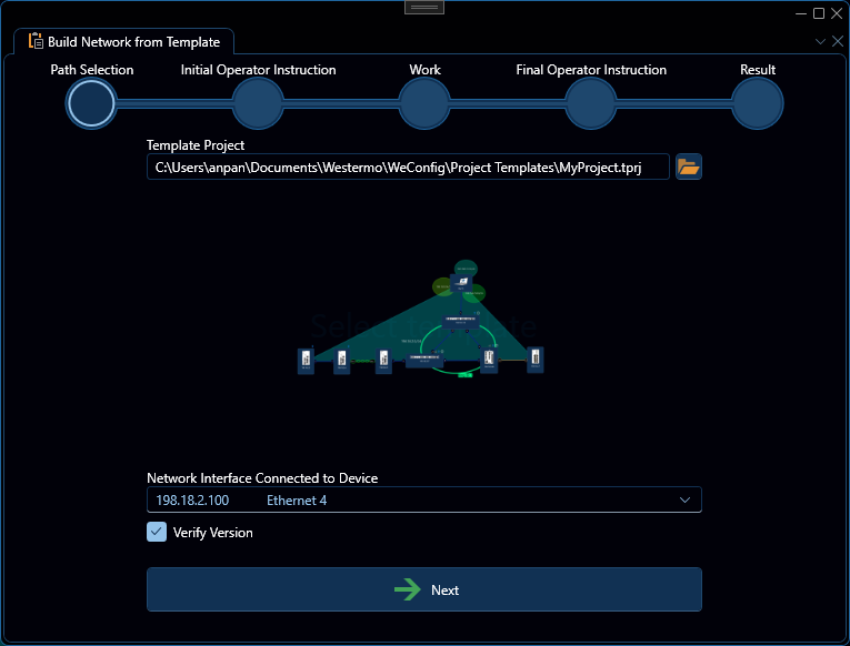 Build Network from Template - Step 1: Path Selection