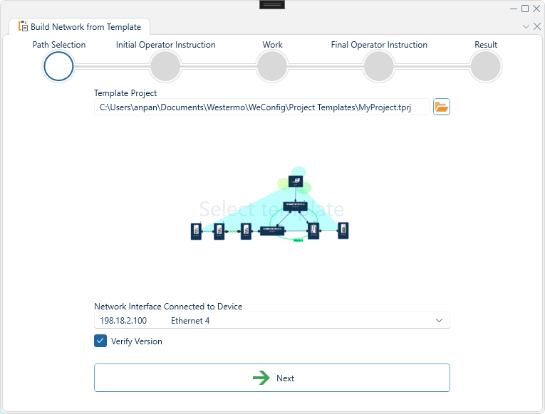 Build Network from Template - Step 1: Path Selection