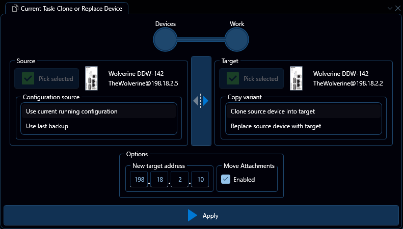Clone/Replace interface