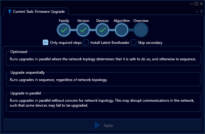 Depicted is an overview of the WeConfig firmware algorithm tab