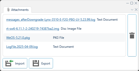 Depicted is an overview of the WeConfig attachments tab