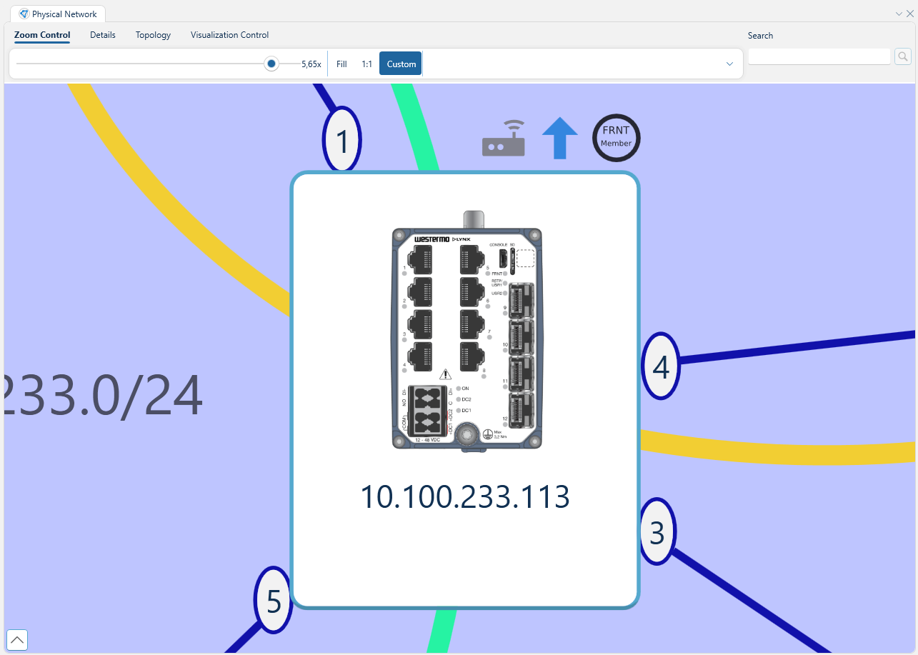 Depicted is an overview of a single unselected device in the topology panel